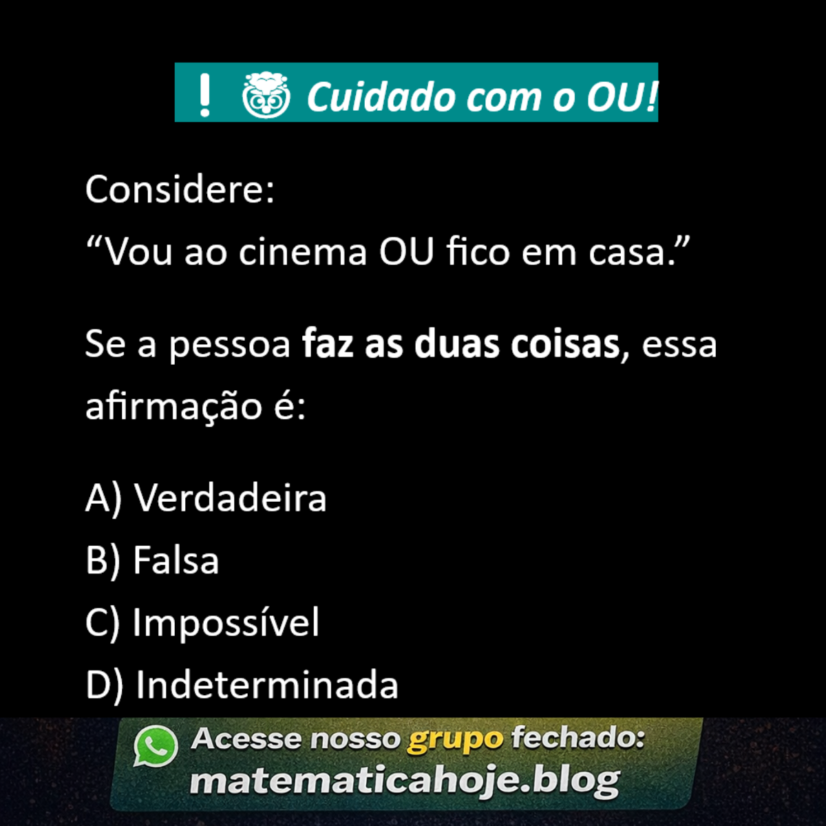Conectivo OU lógica matemática