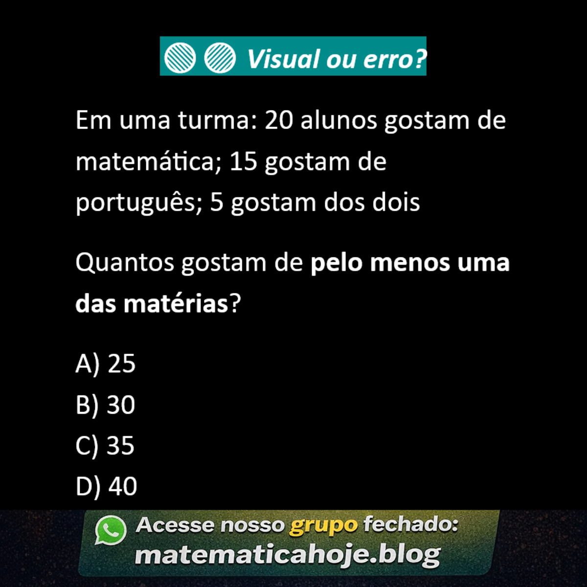 Questão de conjuntos matemática e português