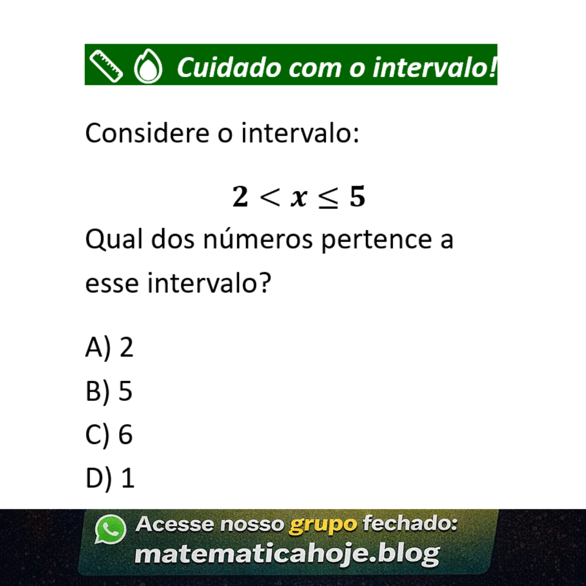 Questão sobre intervalos numéricos