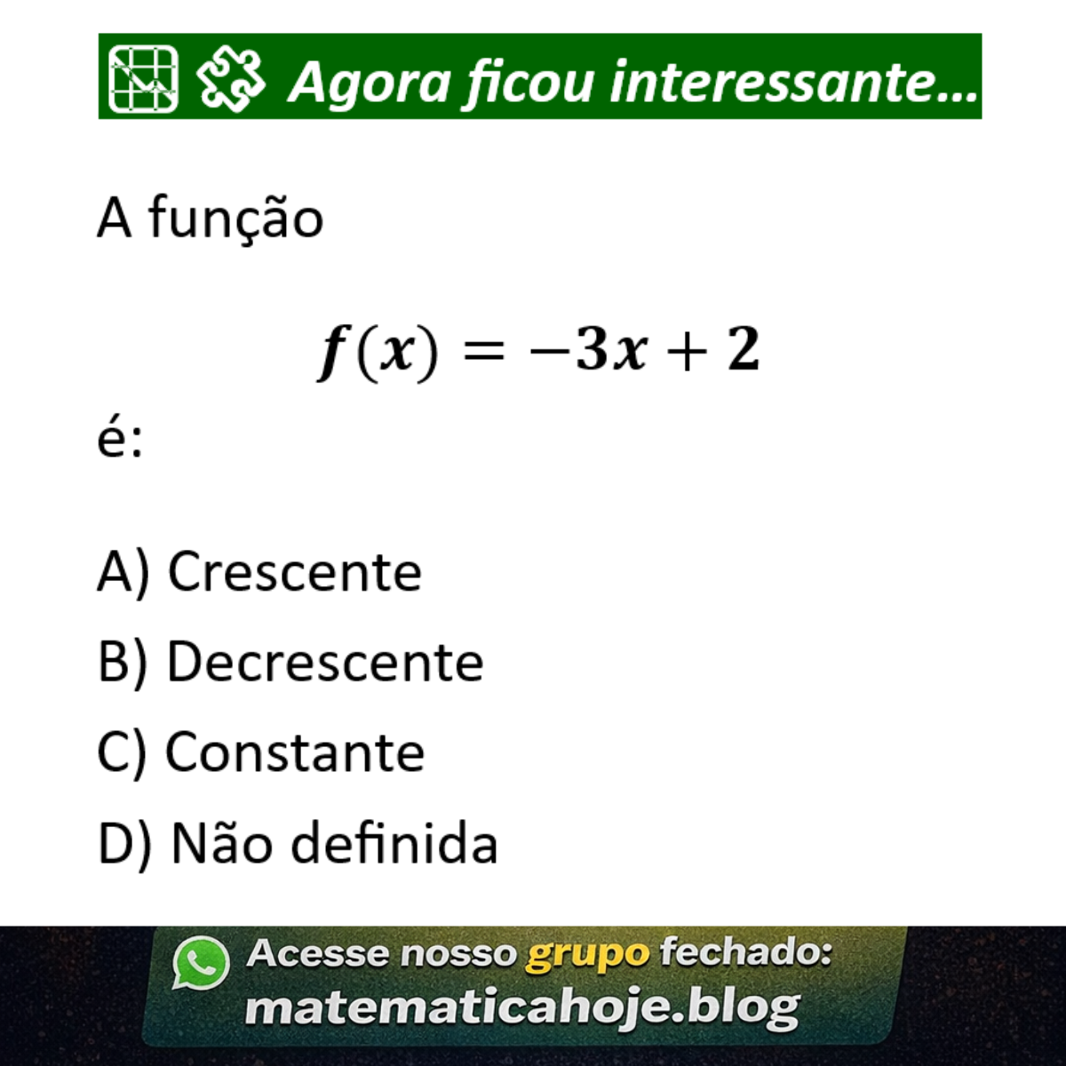 Questão sobre função decrescente