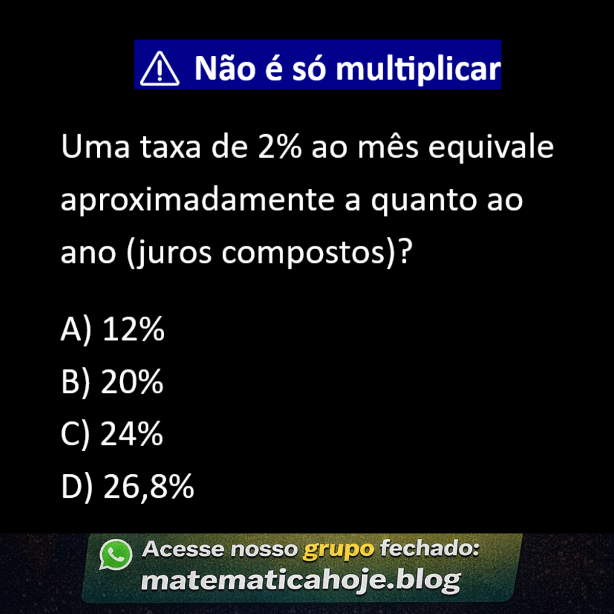 Conversão de taxa mensal para anual juros compostos