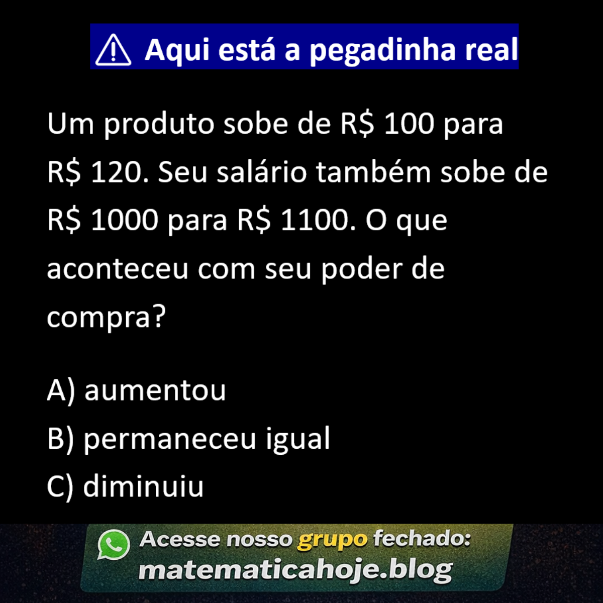 Comparação entre aumento de preços e salário