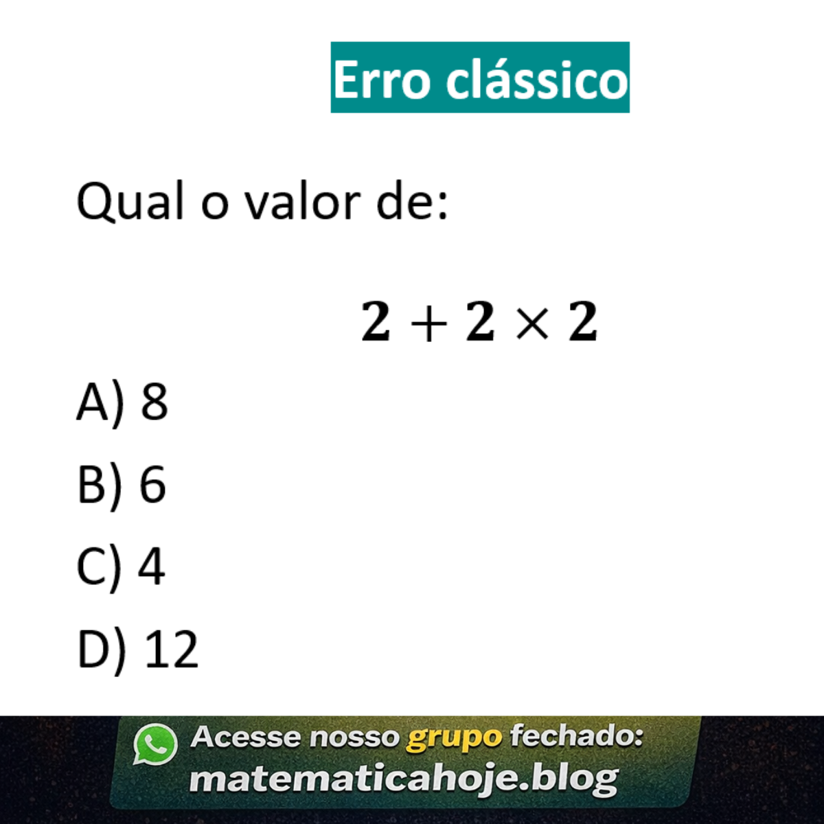 Ordem das operações matemática