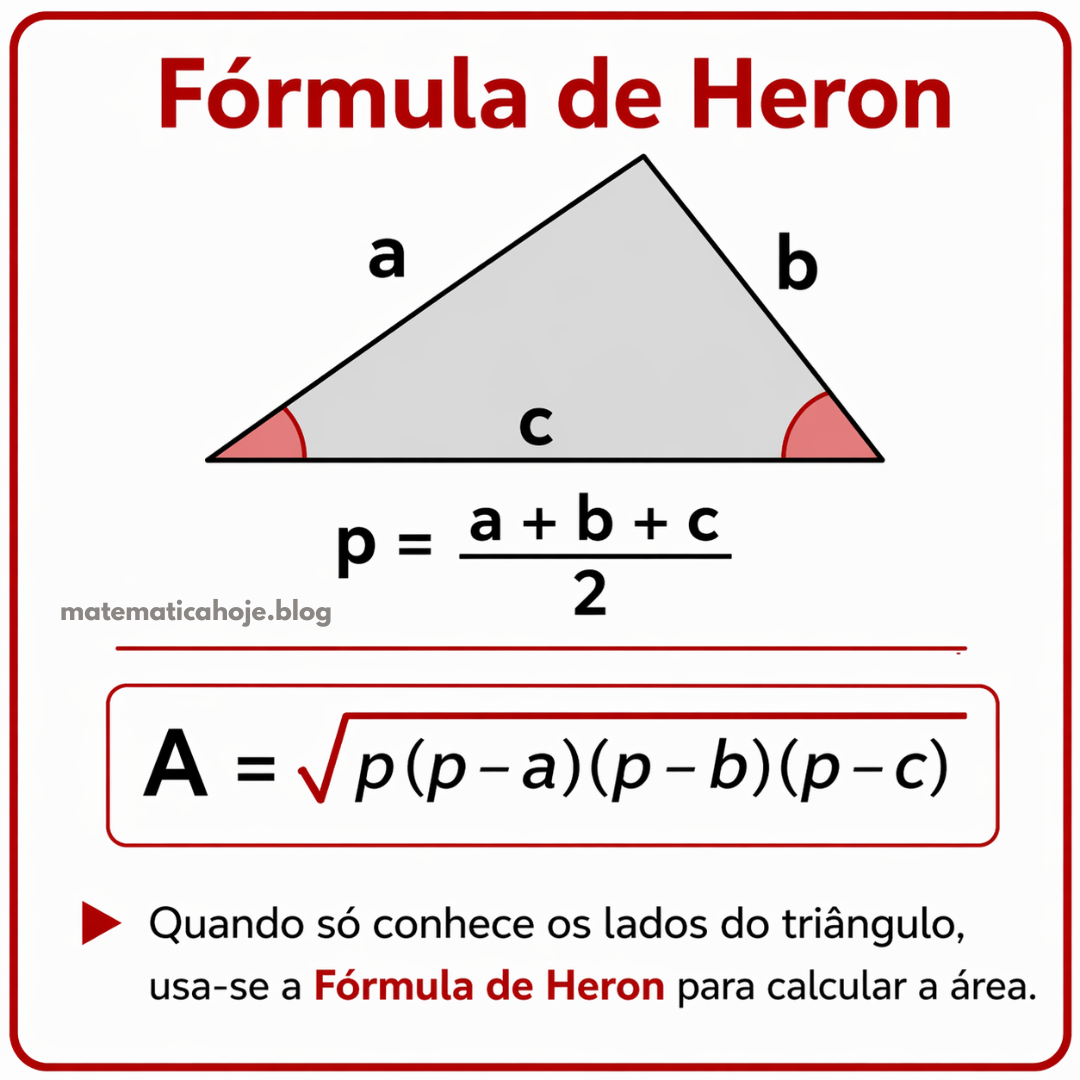 Fórmula de Heron para calcular a área do triângulo a partir dos três lados