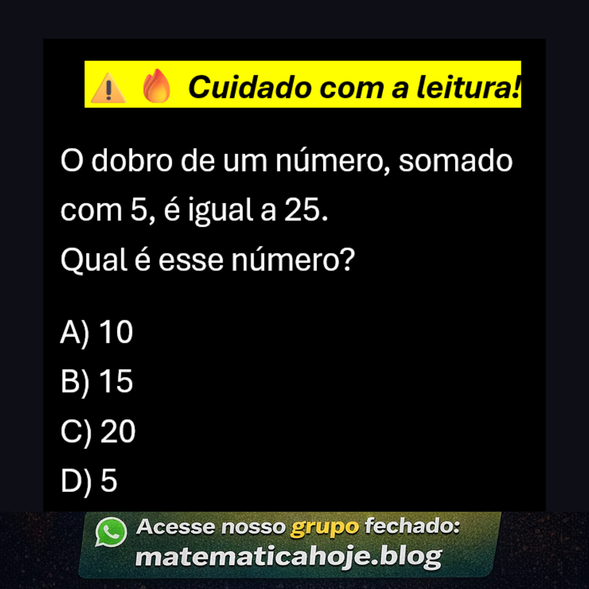 Questão de equação do primeiro grau