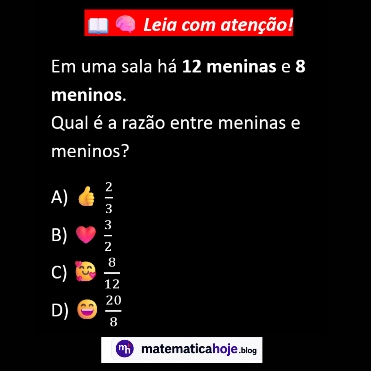 Questão sobre razão entre meninas e meninos
