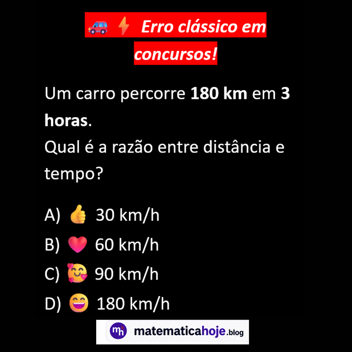 Questão sobre razão entre distância e tempo