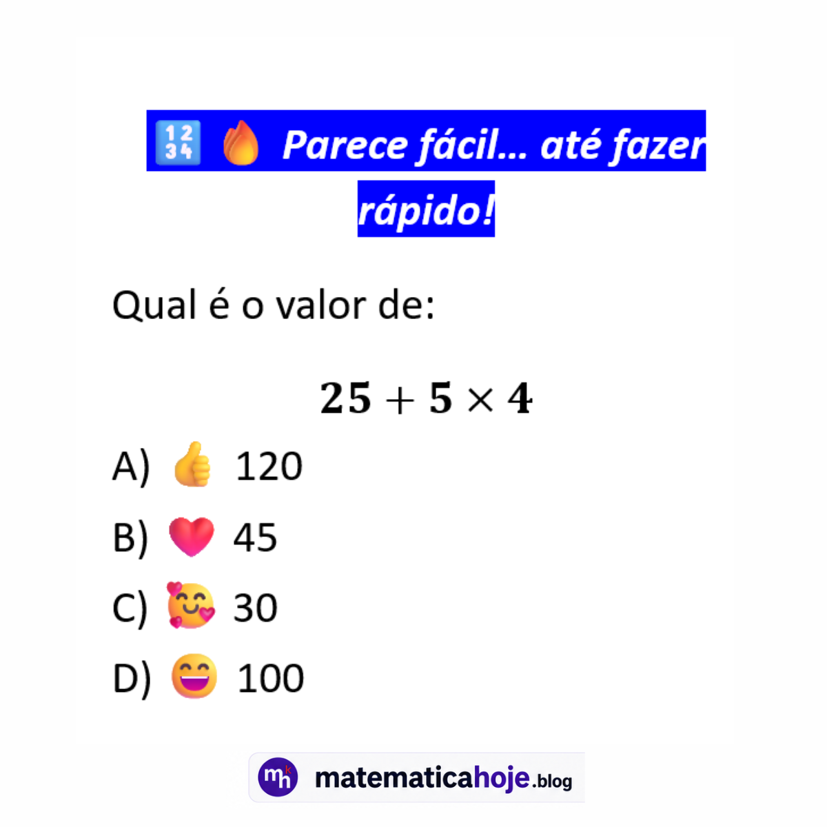 Questão sobre ordem das operações matemáticas