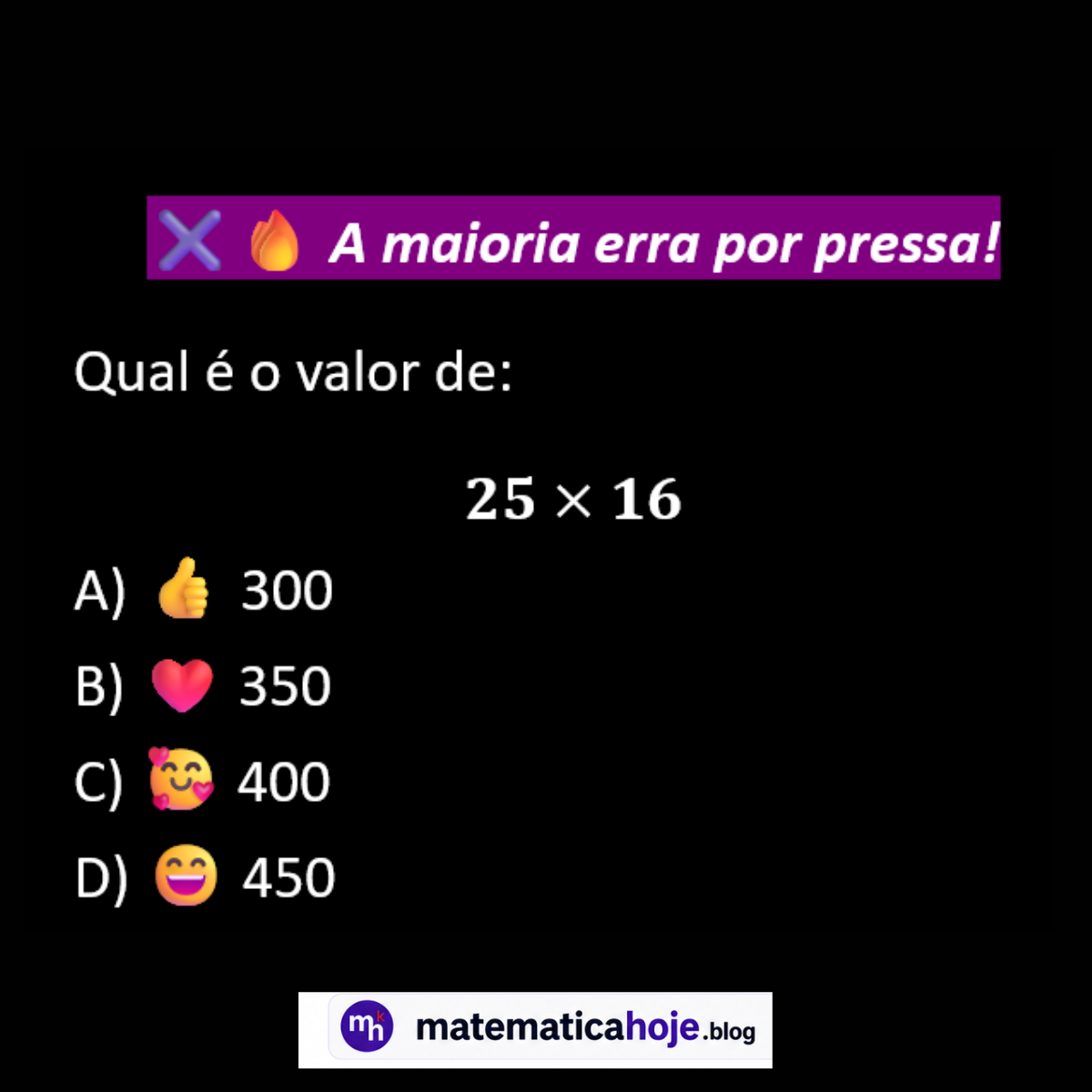 Questão sobre multiplicação