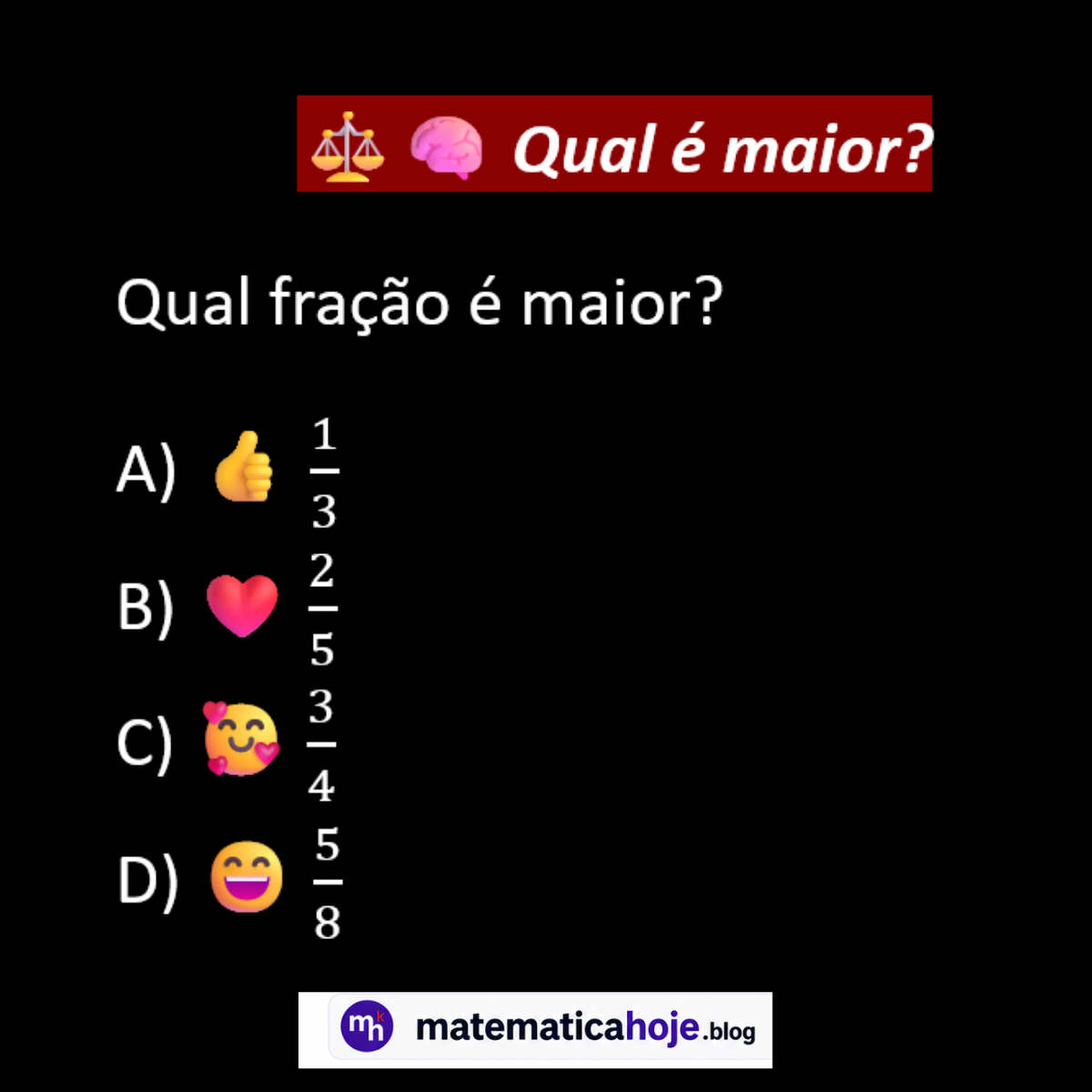 Questão sobre comparação de frações