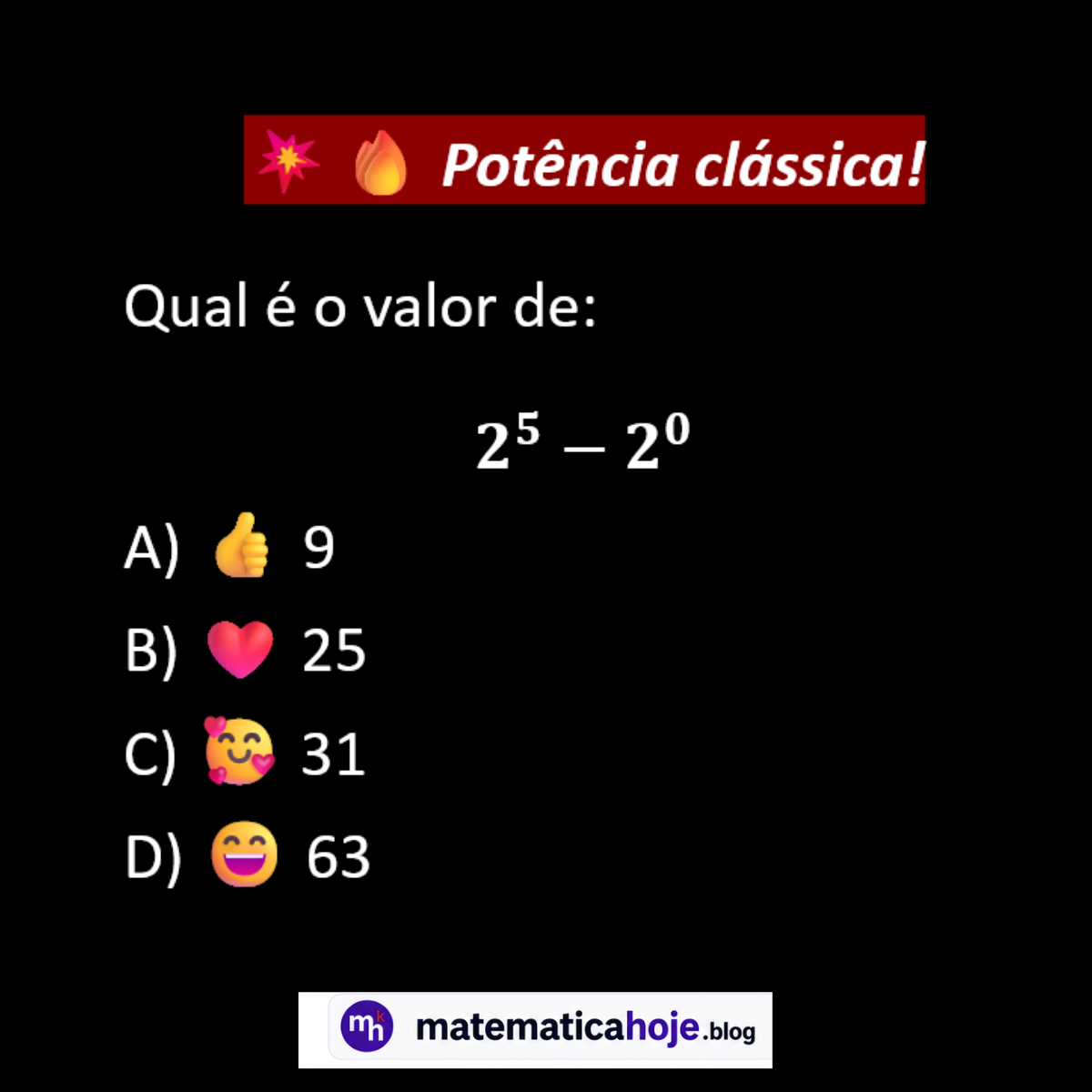 Questão sobre potenciação