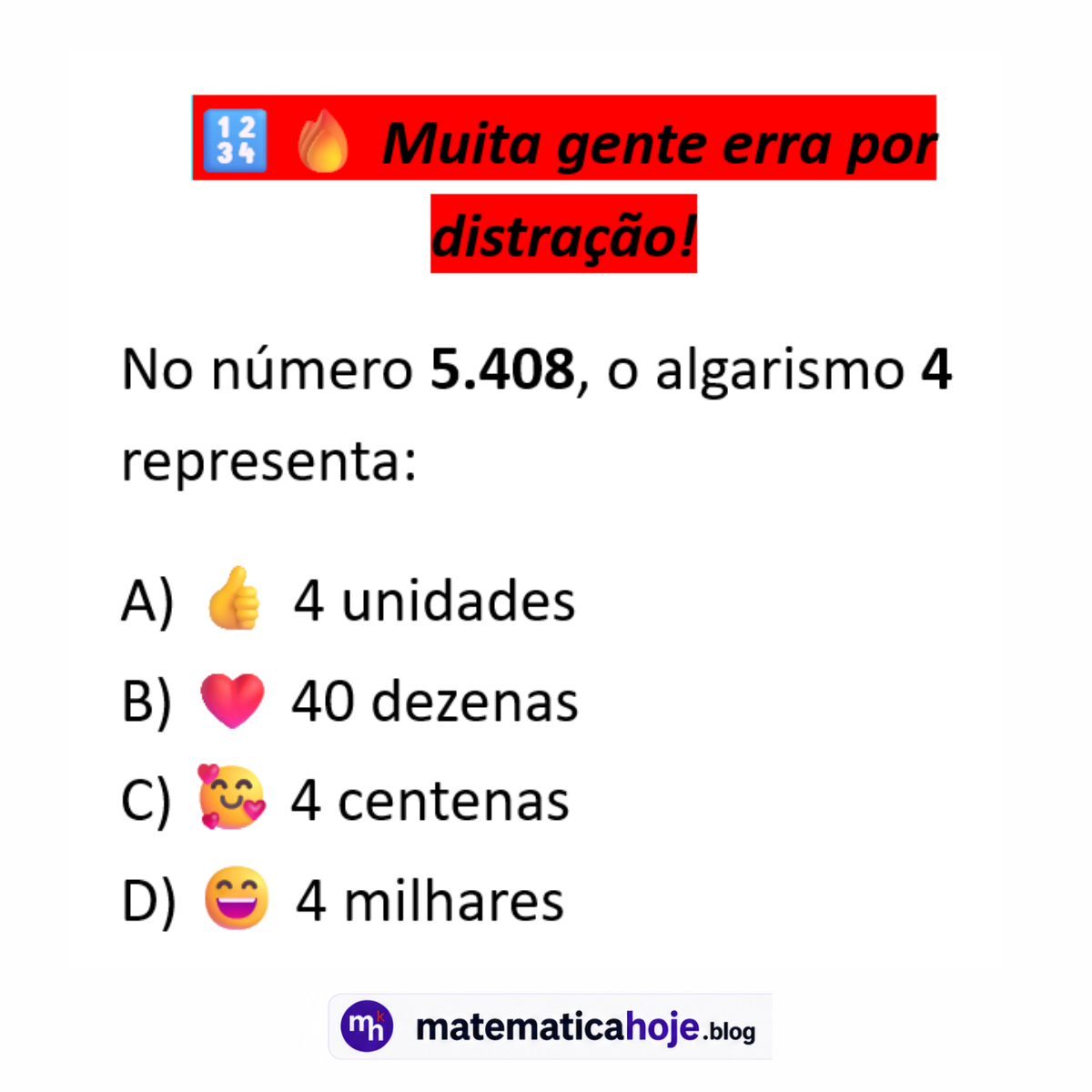 Questão sobre valor posicional