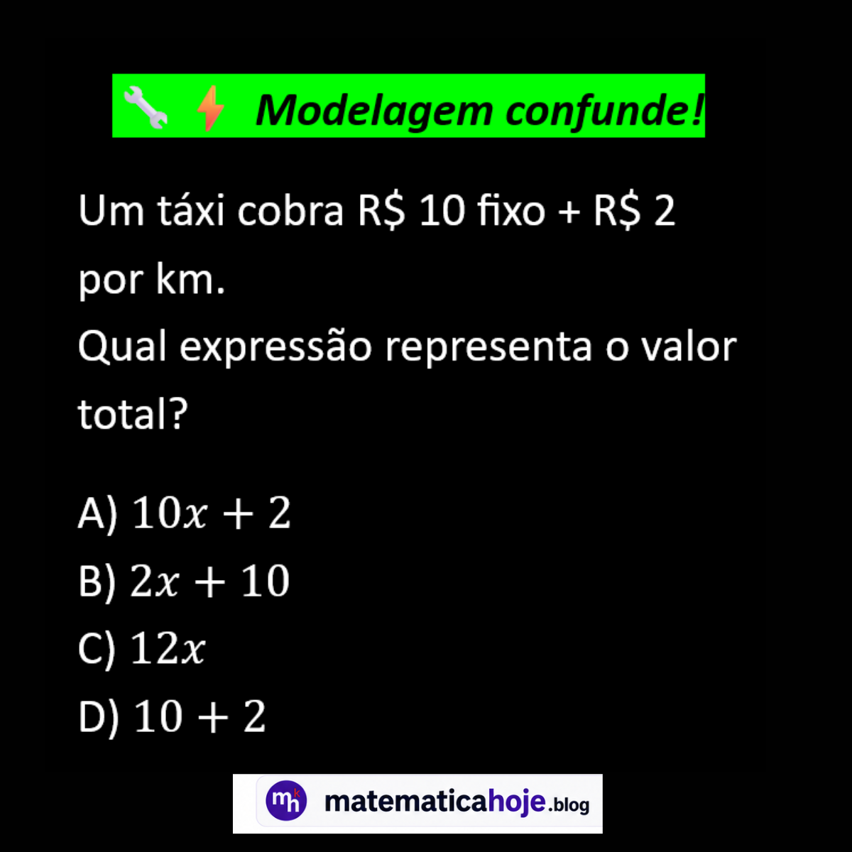 Questão de modelagem matemática com táxi