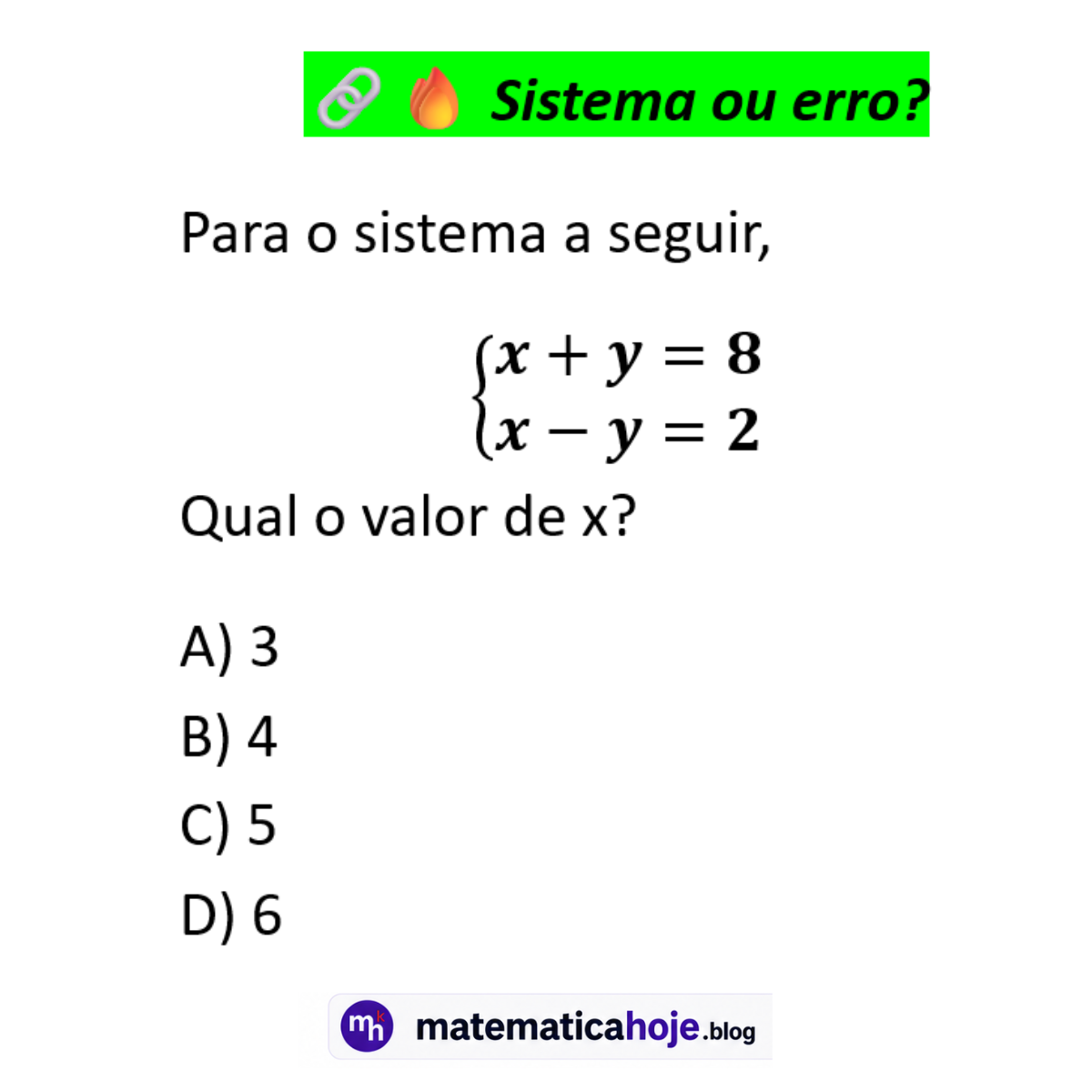 Questão de sistema de equações