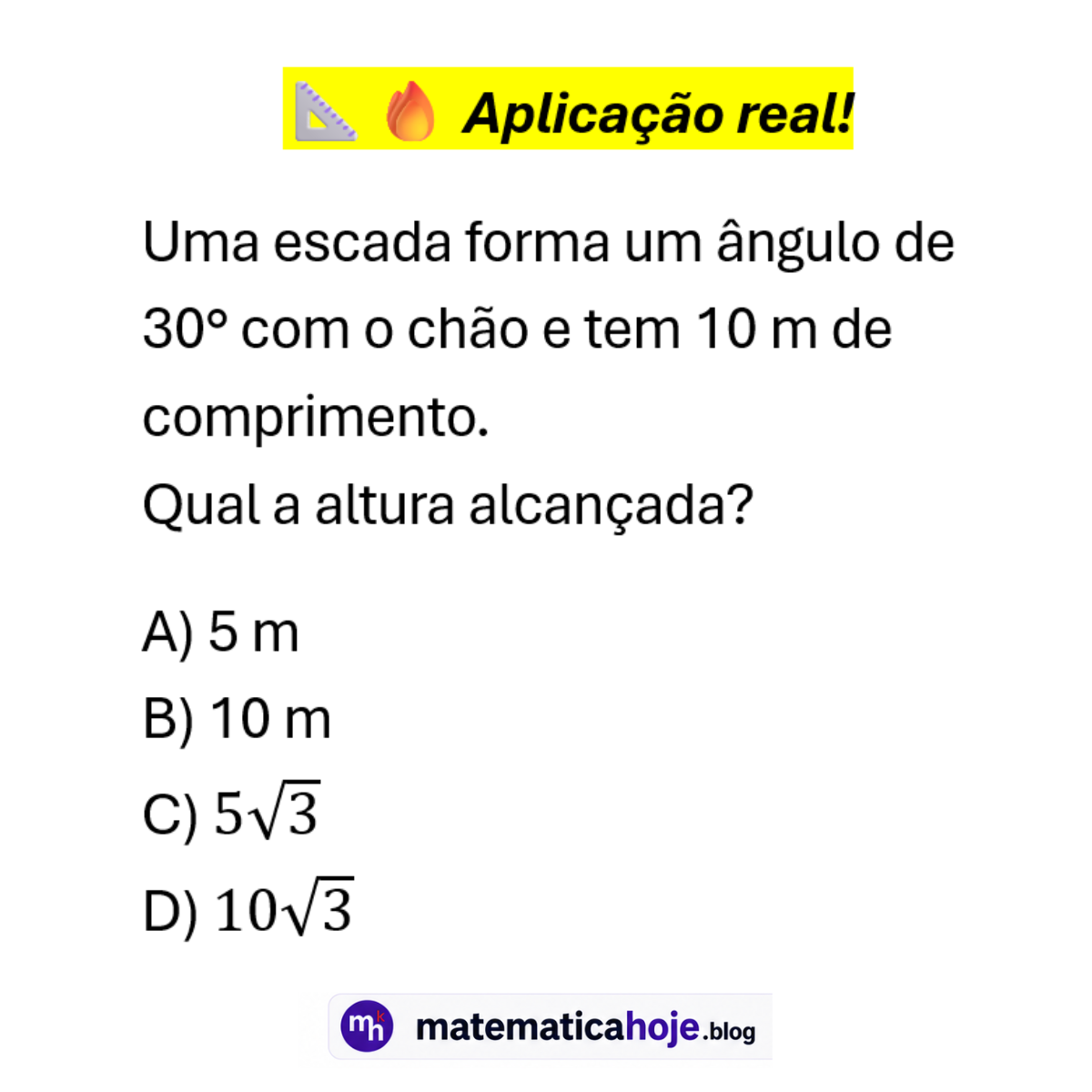 Questão sobre escada formando ângulo de 30 graus