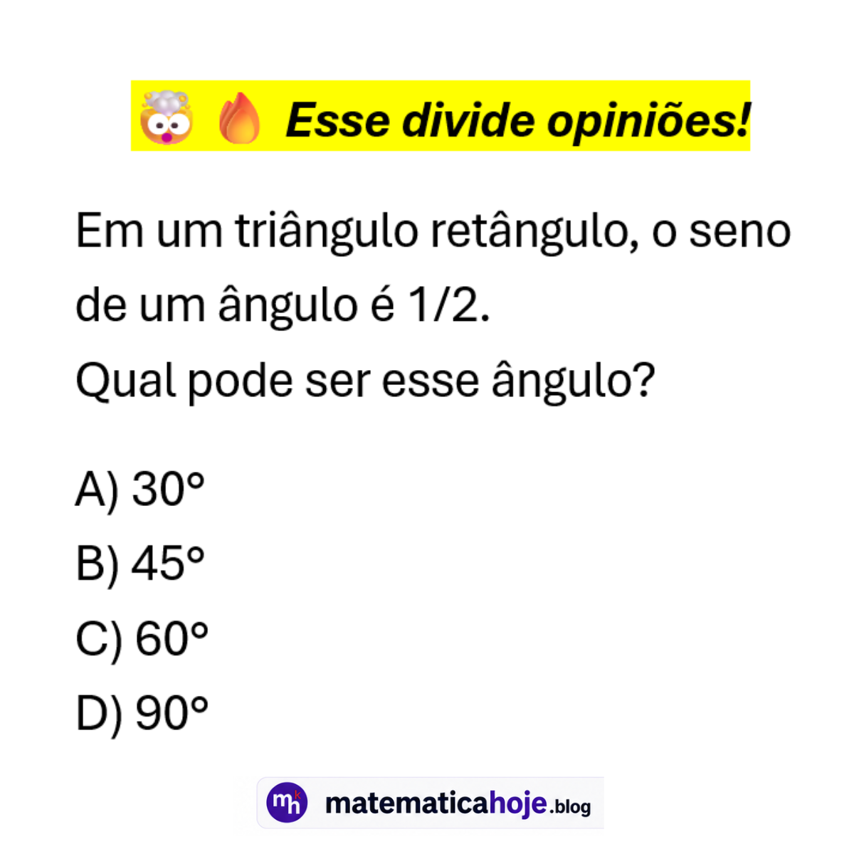 Questão sobre seno igual a 1/2