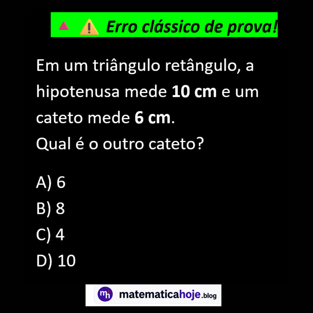 Questão de triângulo retângulo com Teorema de Pitágoras