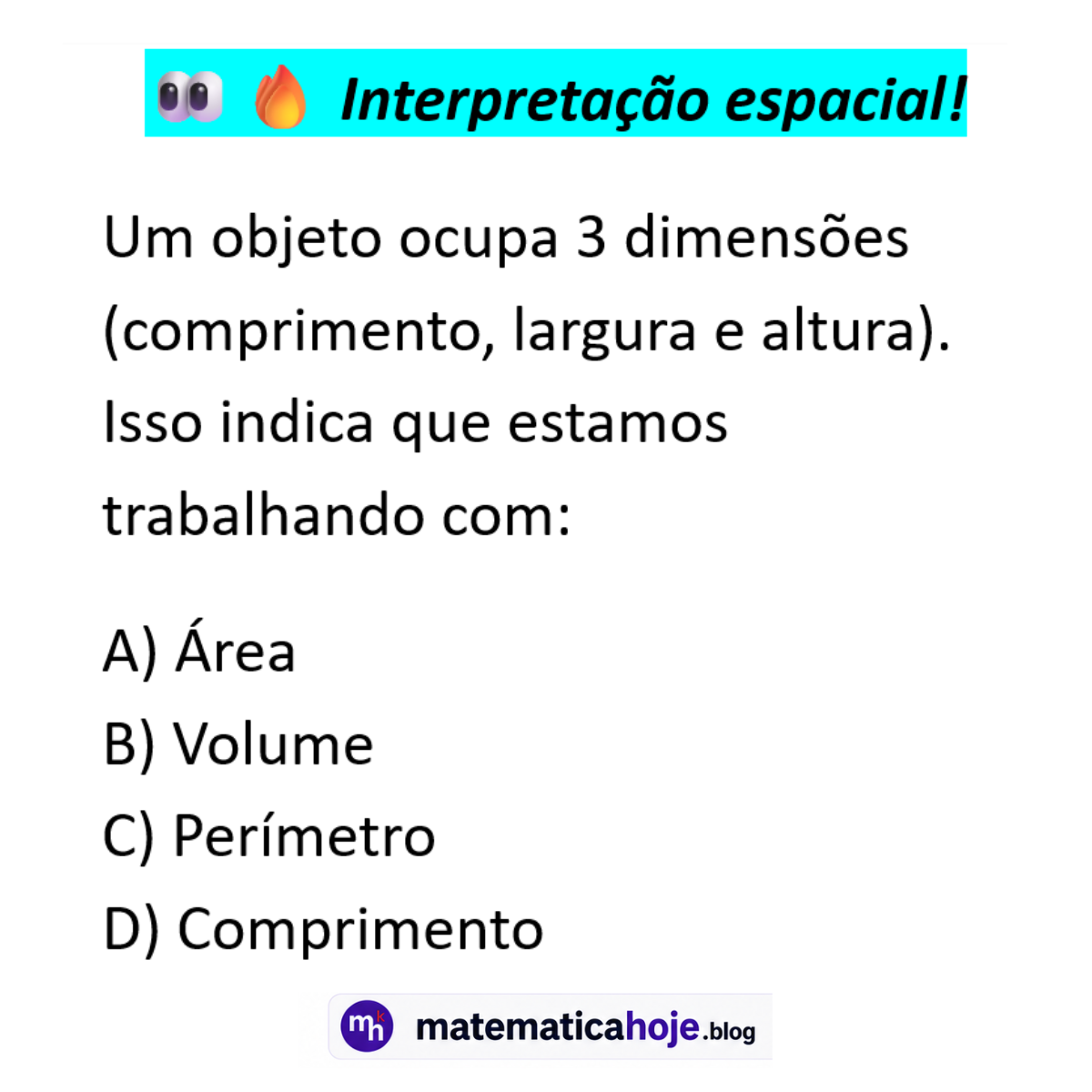 Questão sobre interpretação de três dimensões
