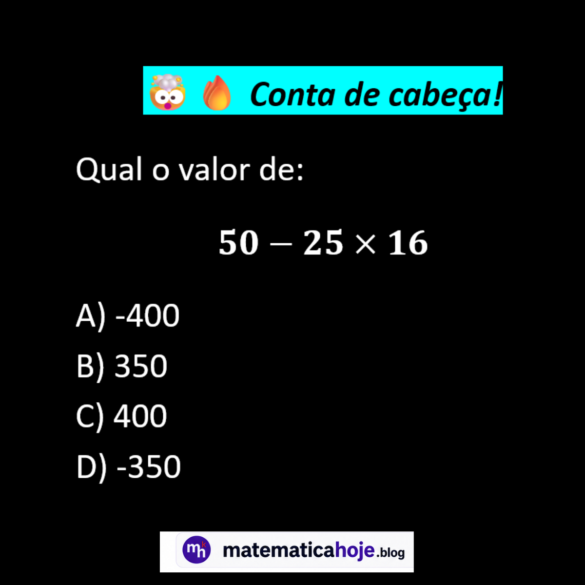 Questão sobre ordem das operações