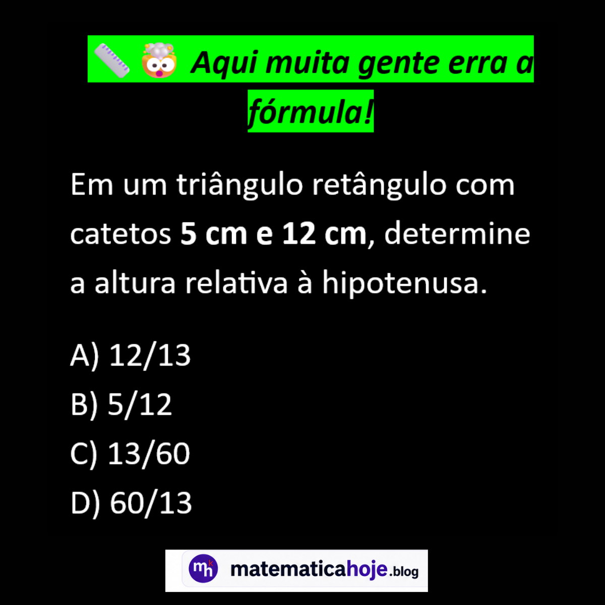 Questão sobre altura no triângulo retângulo