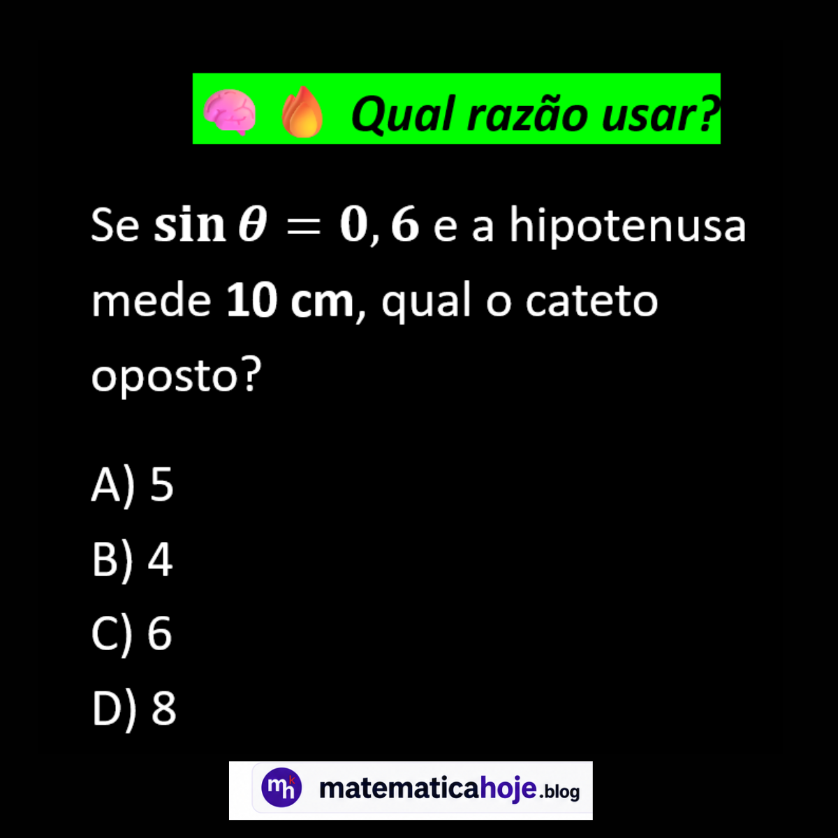Questão sobre seno e cateto oposto