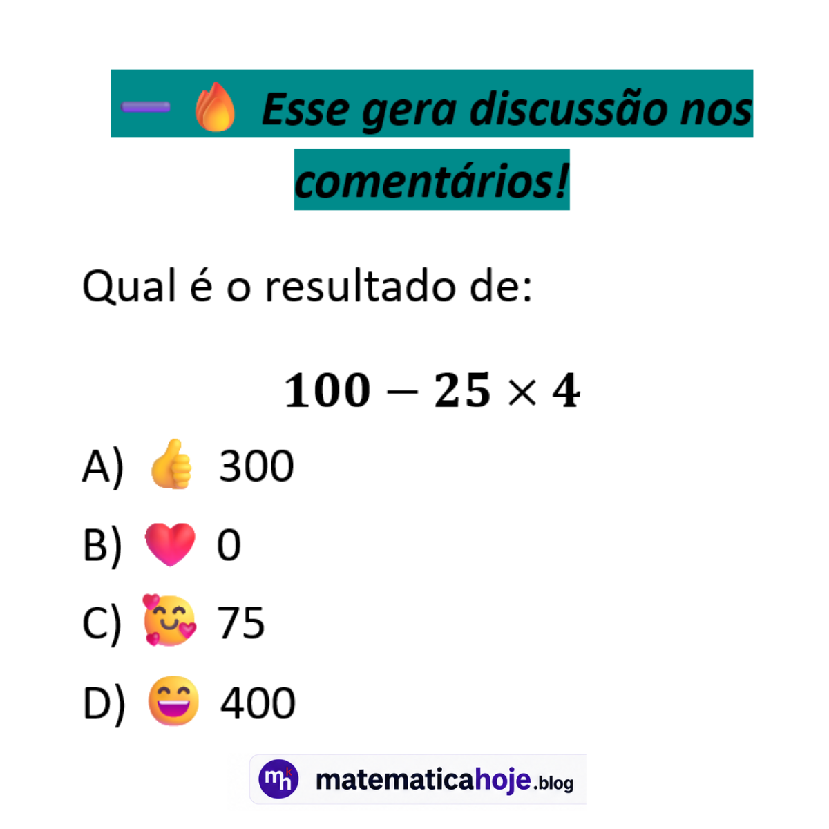 Questão sobre ordem das operações