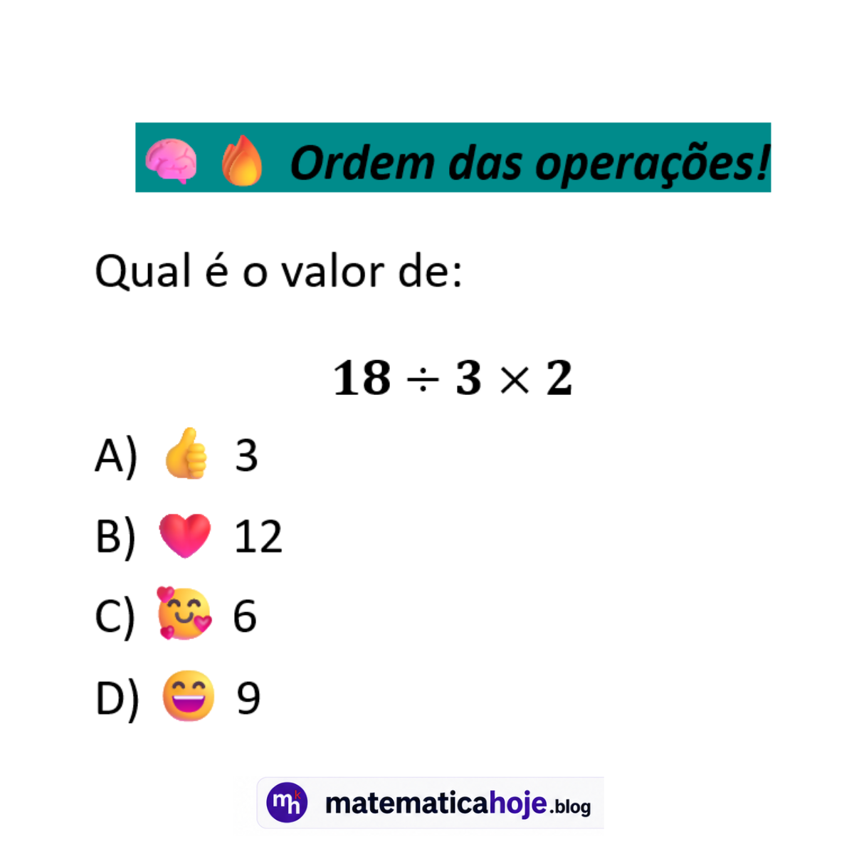 Questão sobre ordem das operações