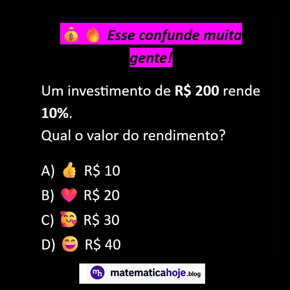 Questão sobre porcentagem e rendimento