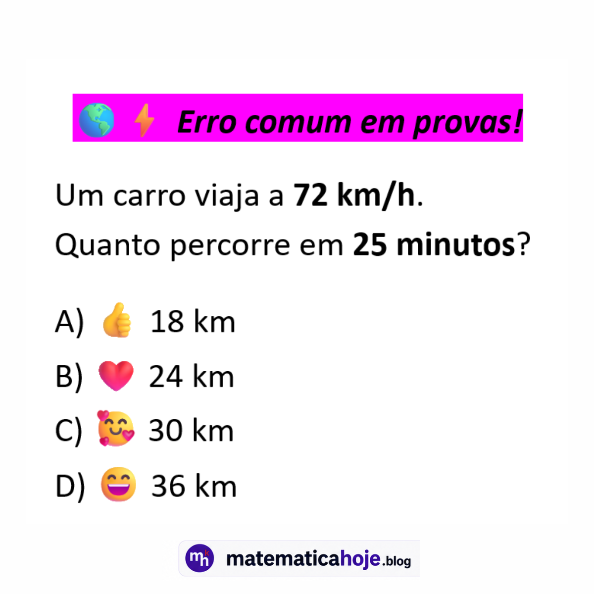 Questão sobre velocidade média e conversão de tempo
