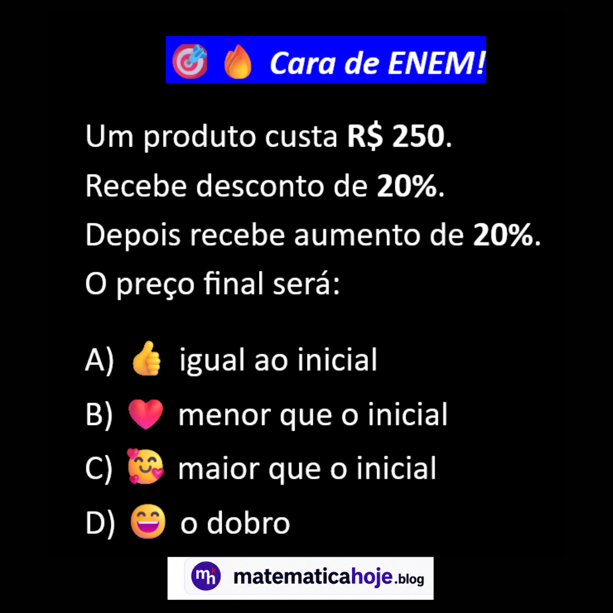 Questão sobre desconto e aumento percentual