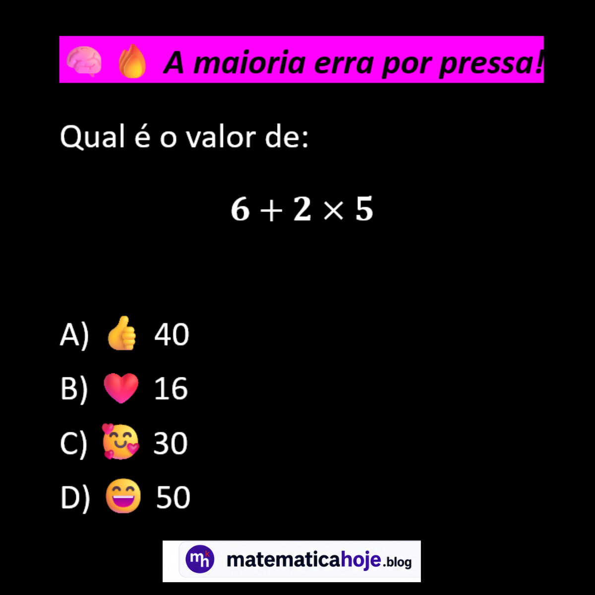 Questão sobre prioridade das operações