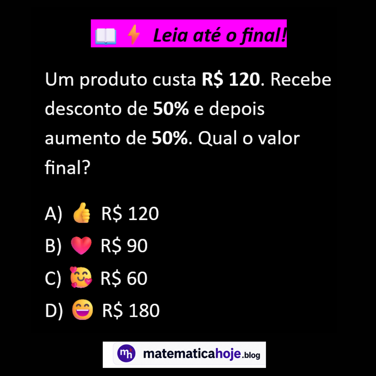 Questão sobre desconto e aumento percentual