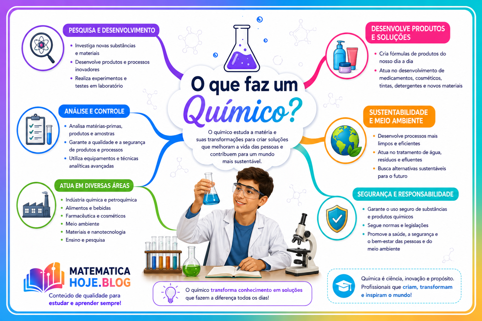 Mapa mental sobre o que faz um químico