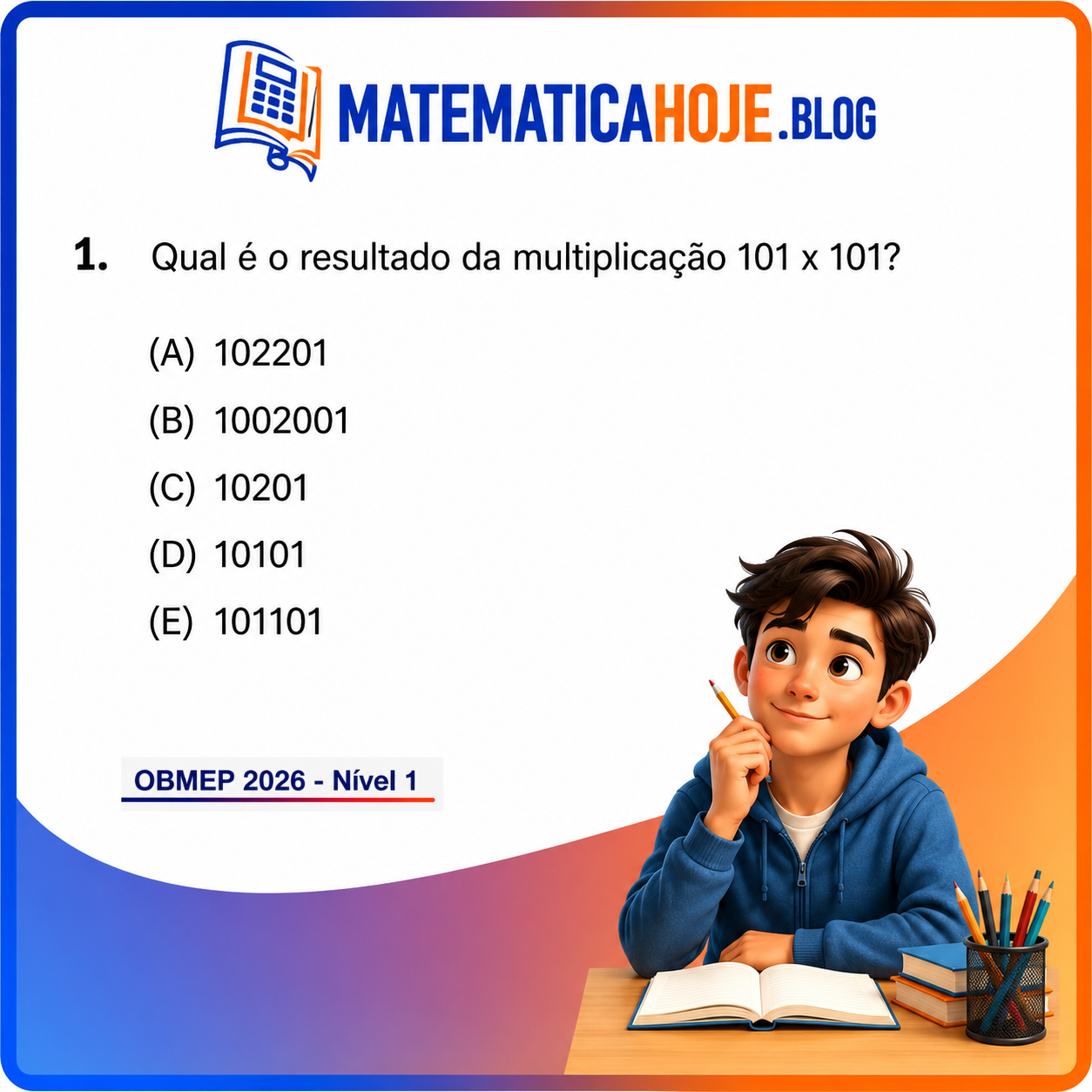 Solução da Questão 1 da OBMEP 2026 Nível 1