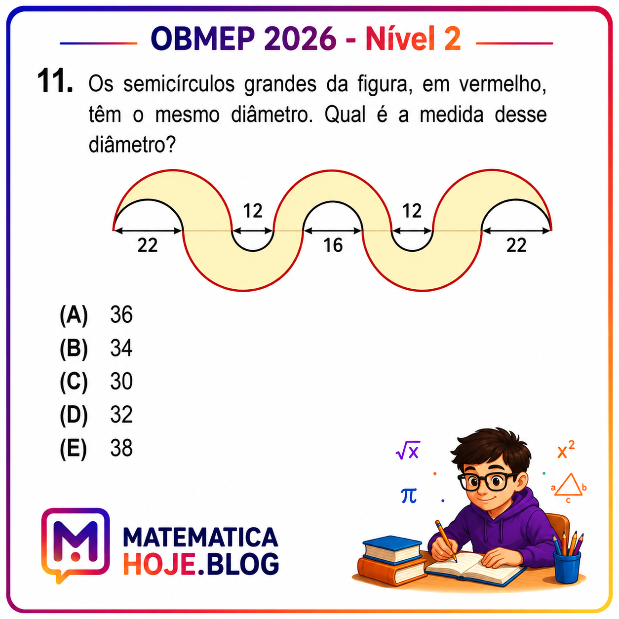 OBMEP 2026 Nível 2 Questão 11 Resolvida