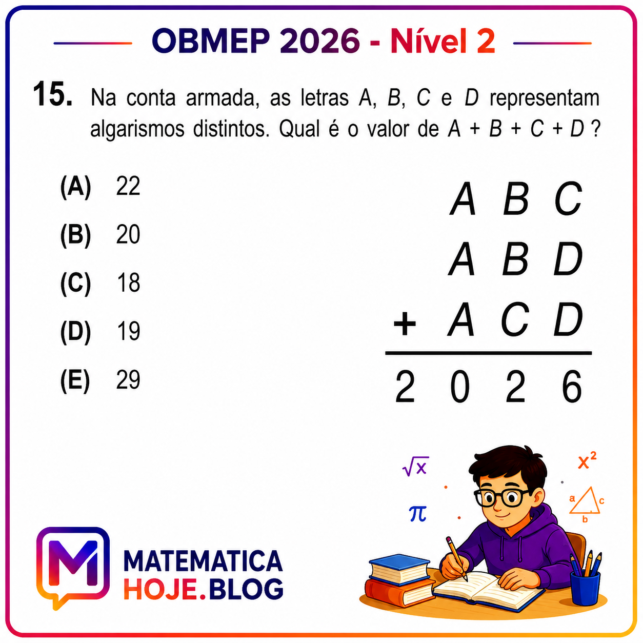 OBMEP 2026 Nível 2 Questão 15 Resolvida