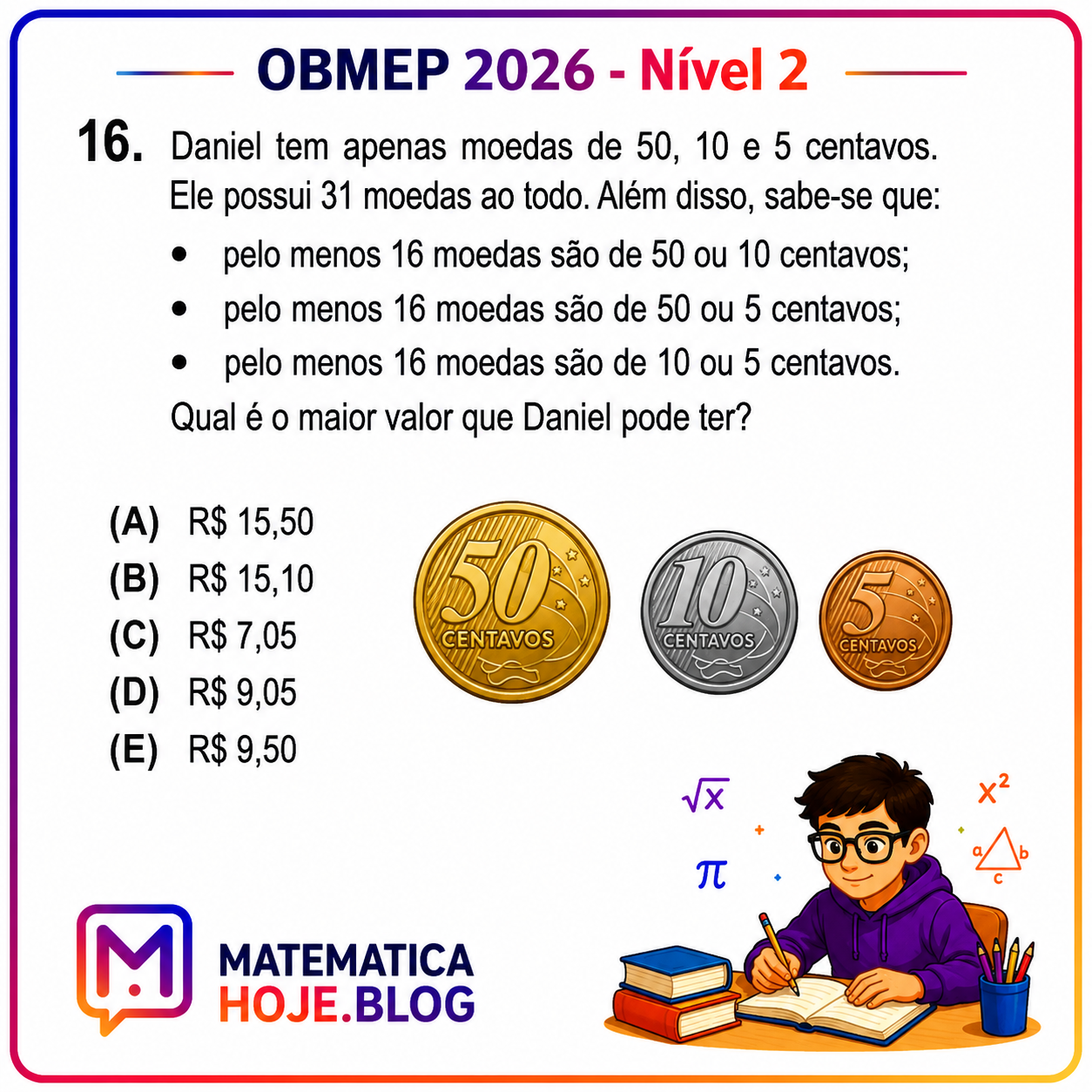 OBMEP 2026 Nível 2 Questão 16 Resolvida