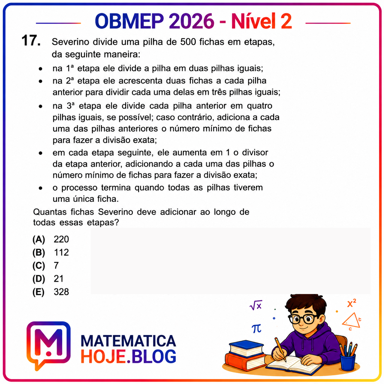 OBMEP 2026 Nível 2 Questão 17 Resolvida