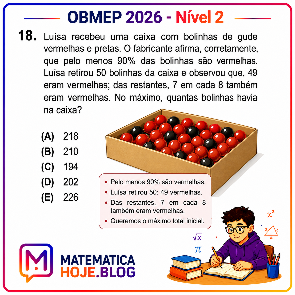 OBMEP 2026 Nível 2 Questão 18 Resolvida