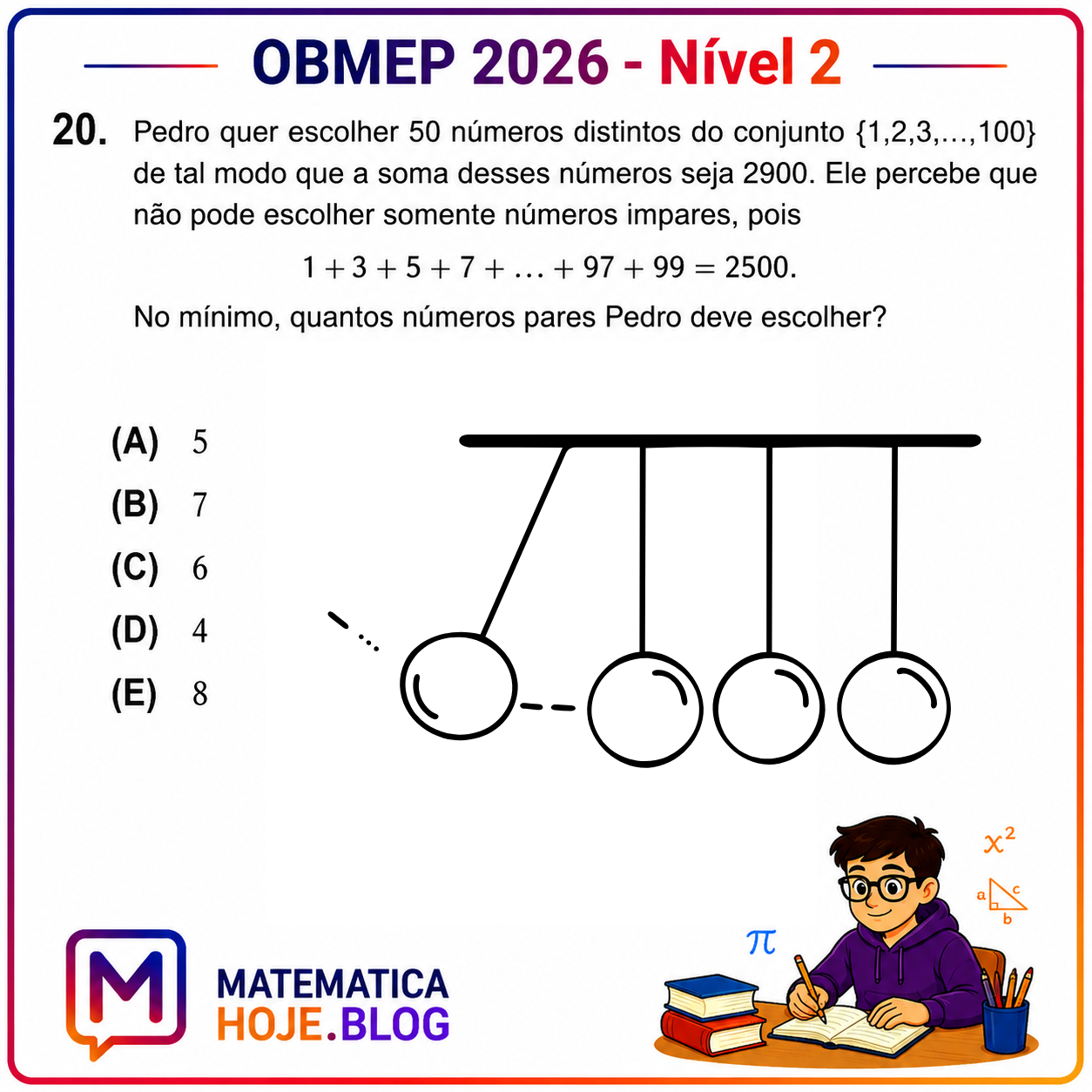 OBMEP 2026 Nível 2 Questão 20 Resolvida