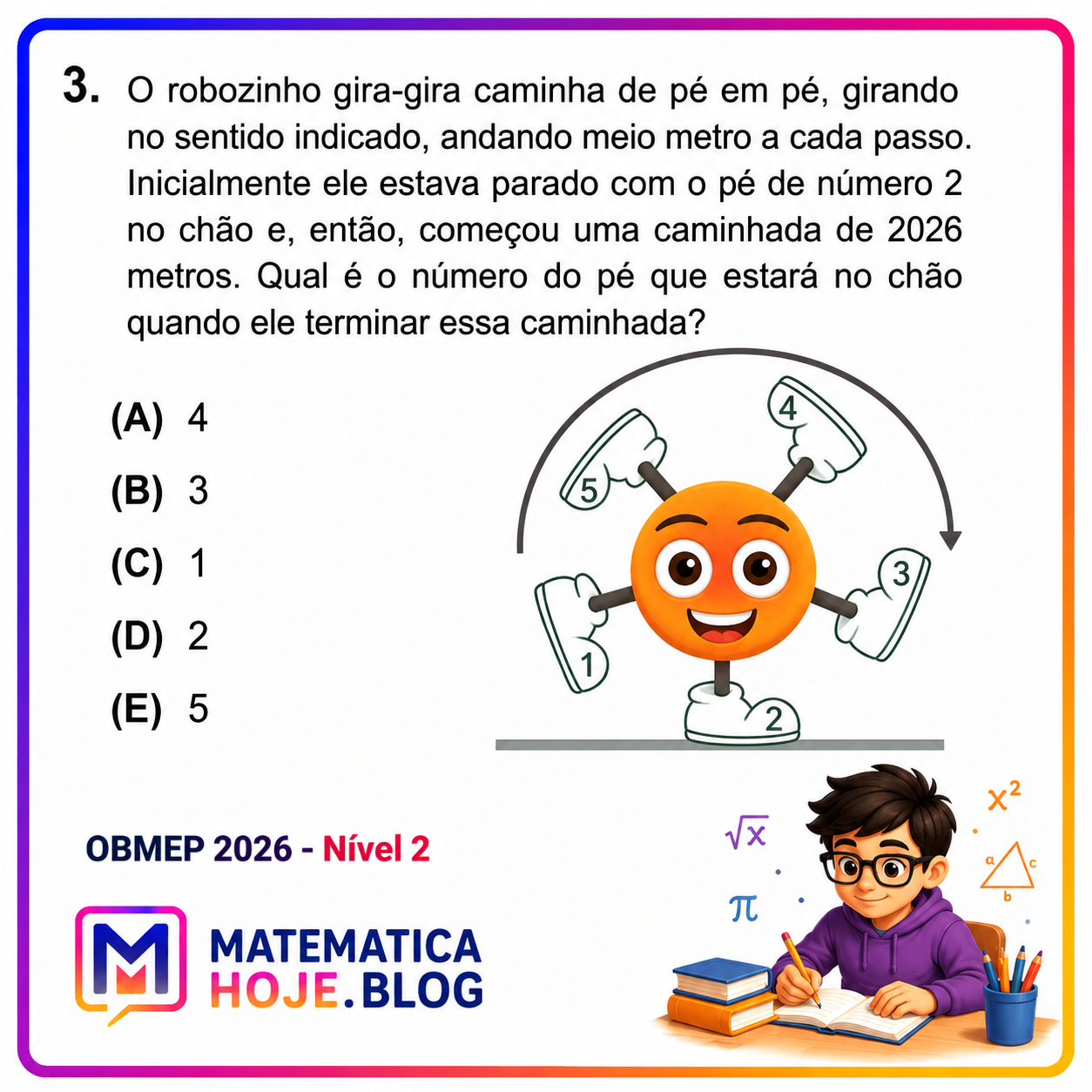 OBMEP 2026 Nível 2 Questão 3 Resolvida