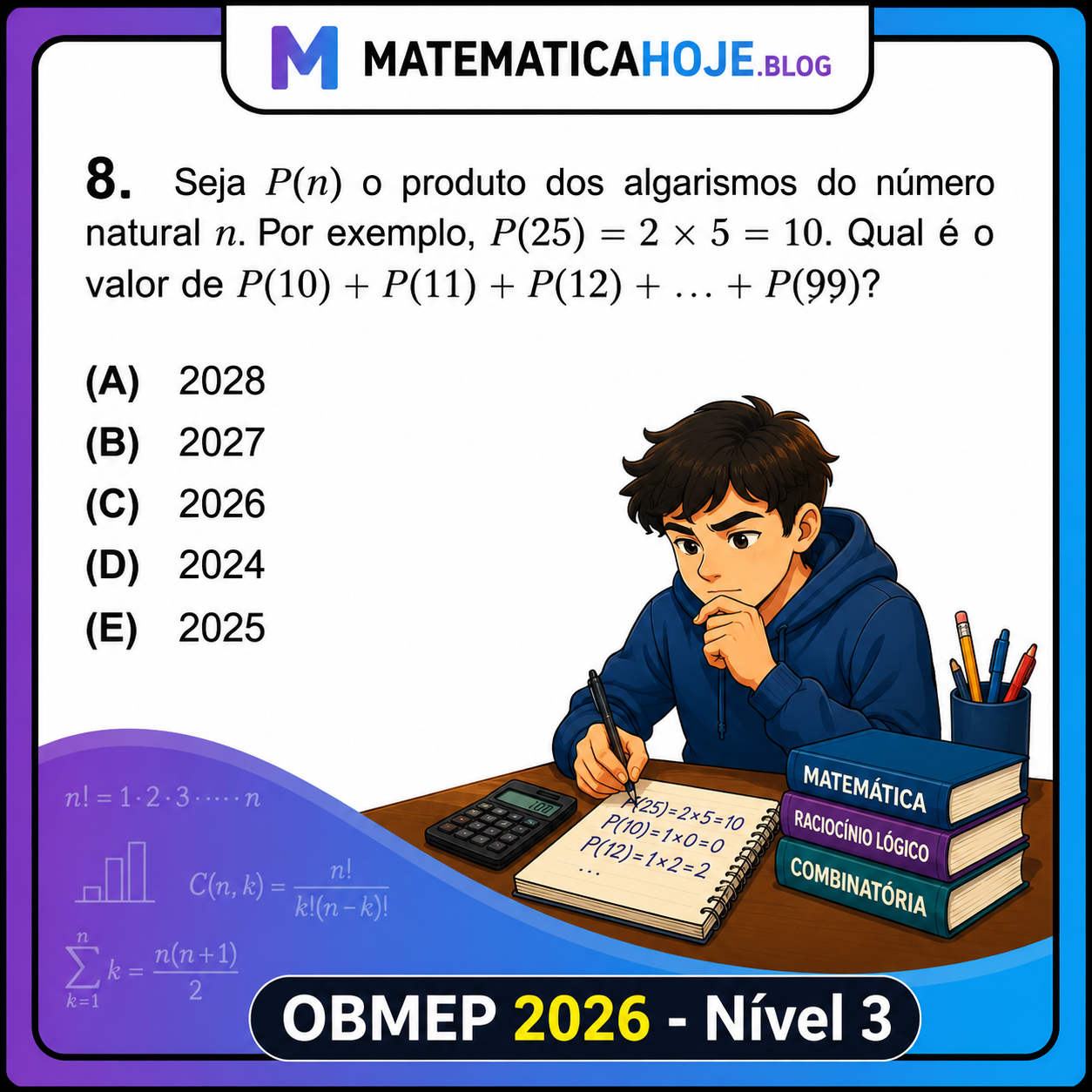 OBMEP 2026 Nível 3 Questão 8 - Produto dos algarismos
