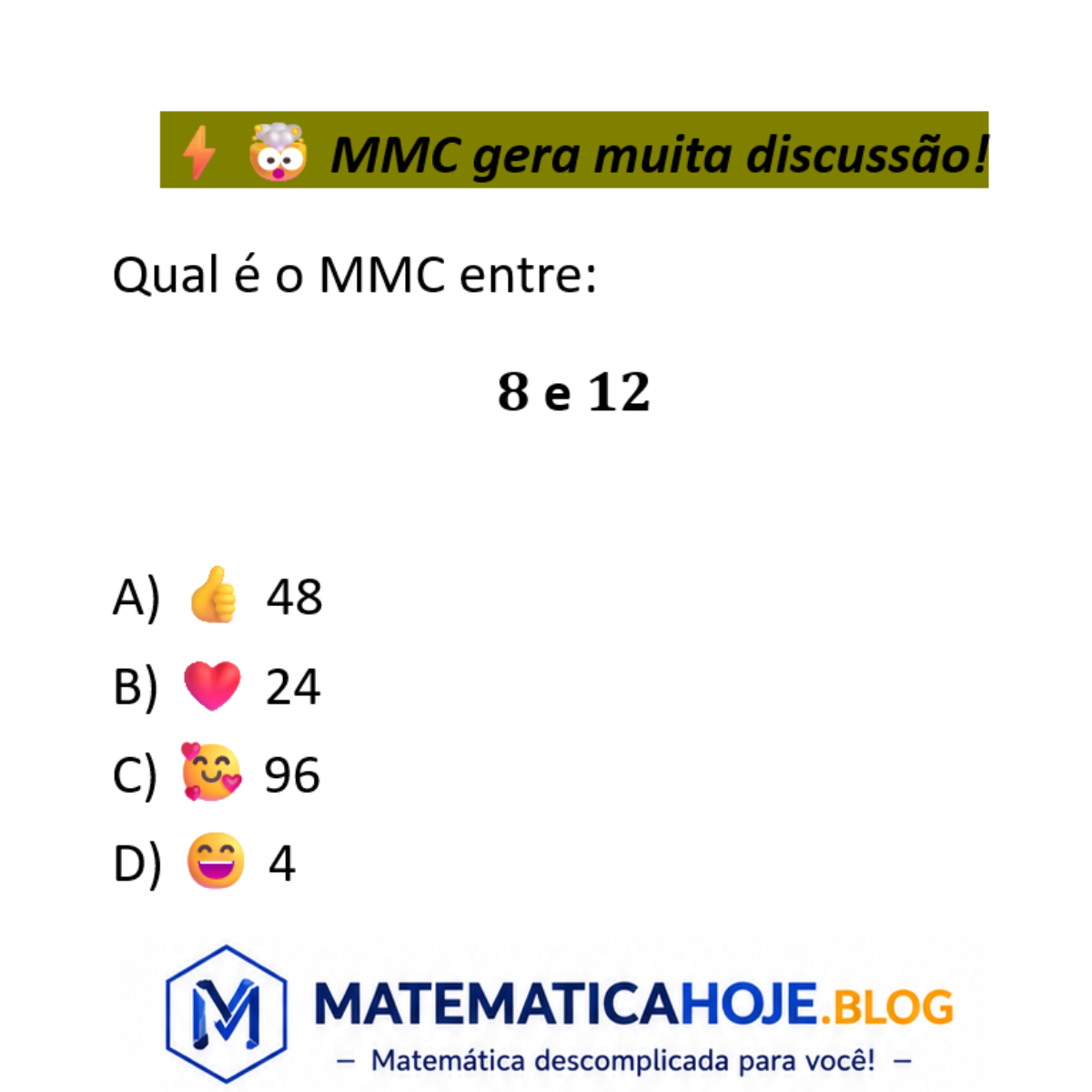 Questão sobre MMC entre 8 e 12