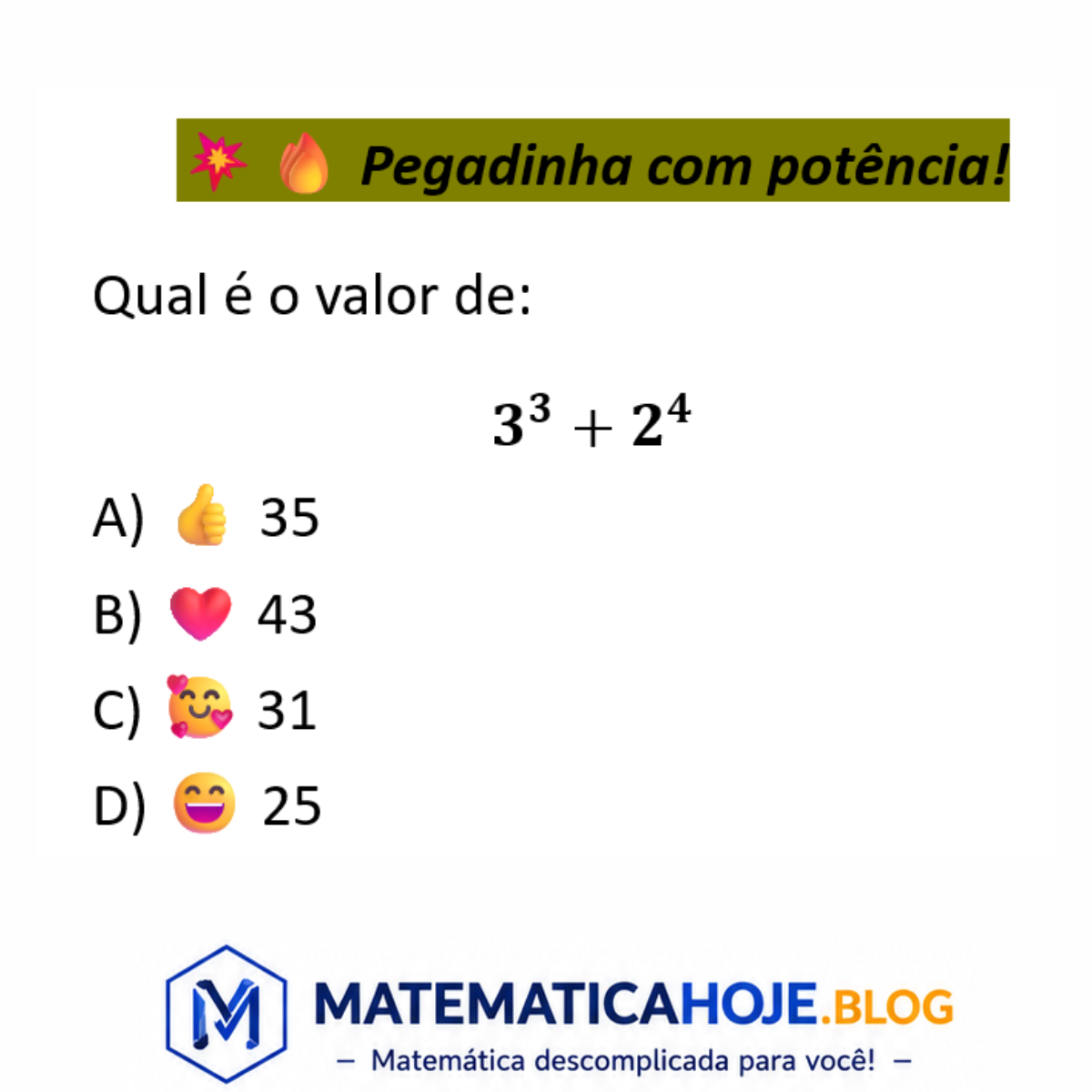 Questão sobre potenciação